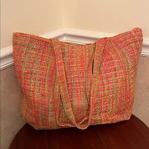 Bijoux Terner Multicolor Woven Basket-Weave Tote Bag – Like New Condition